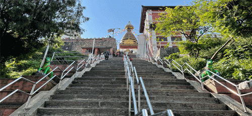 stone steps at swayambhunath